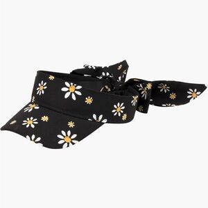 NWOT KATE SPADE Black, White & Yellow Daisy Print Bow Back Visor